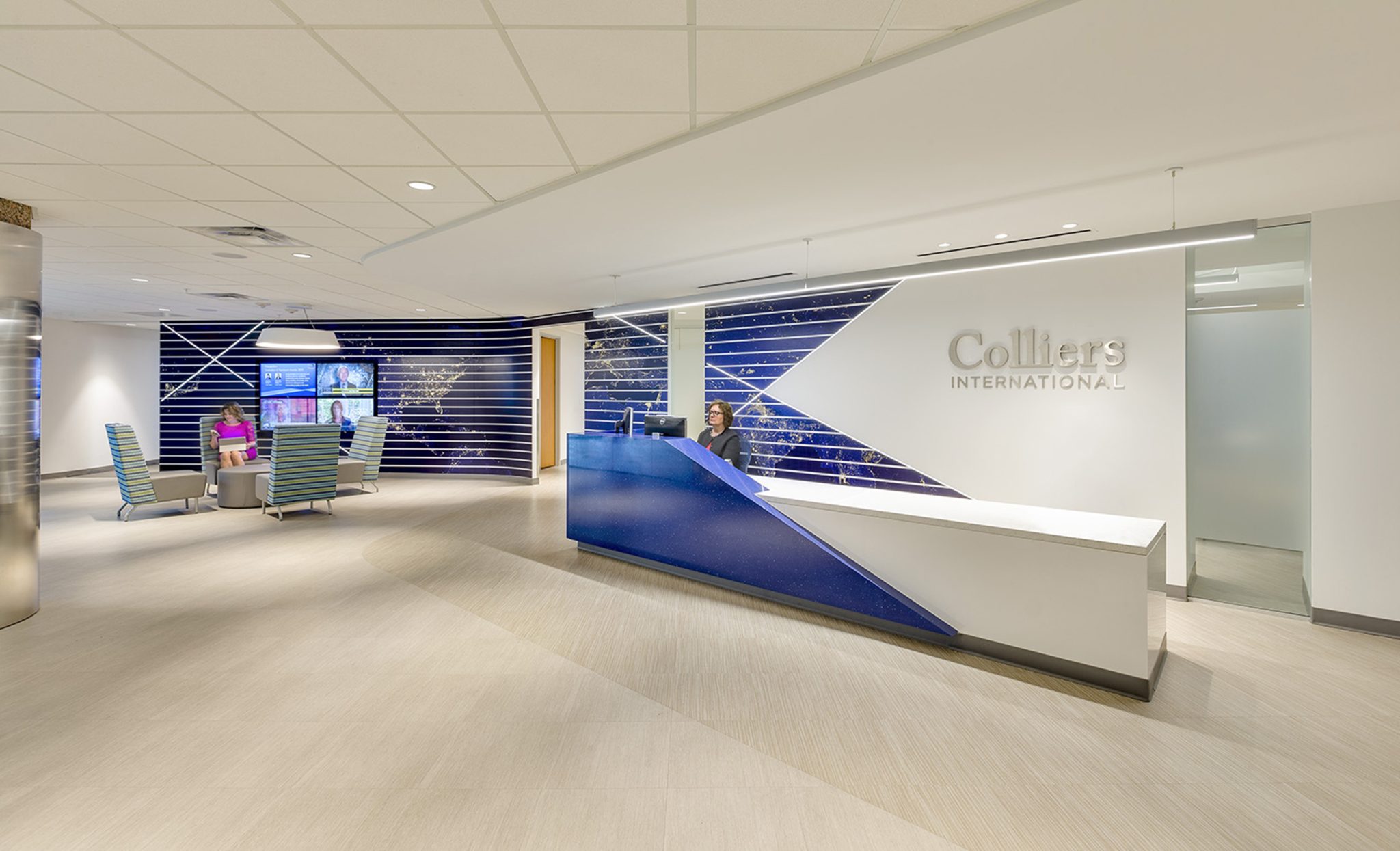 Reception desk at Colliers International office